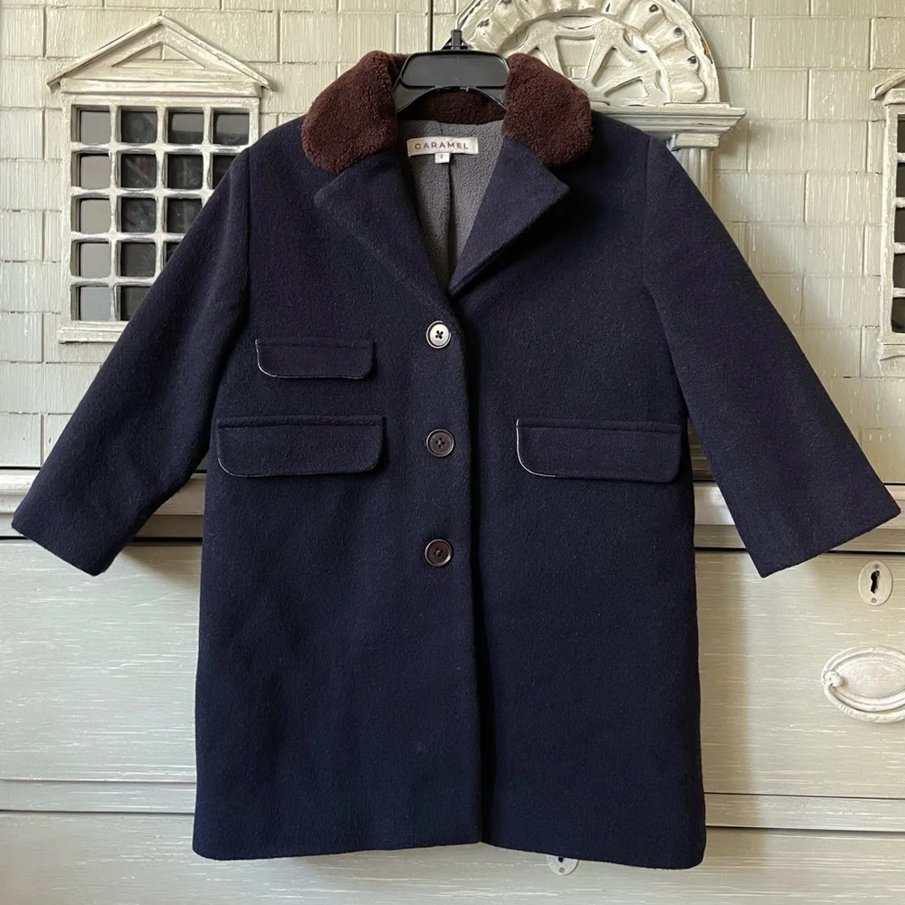 Caramel Baby & Child Boys’ Codnor Coat, Navy Melton - Size 3
